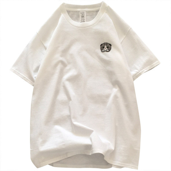 Tricou barbatesc modern cu maneca scurta si broderie in forma de pisoi