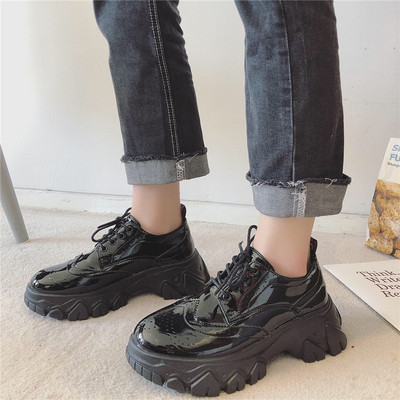 Pantofi casual dama din piele ecologica cu talpa aspra