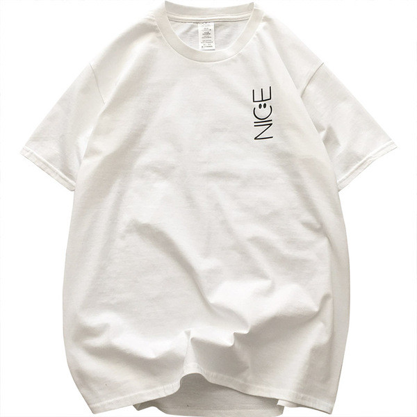 Alkalmi férfi póló rövid ujjal, ovális nyakkivágással és felirattal