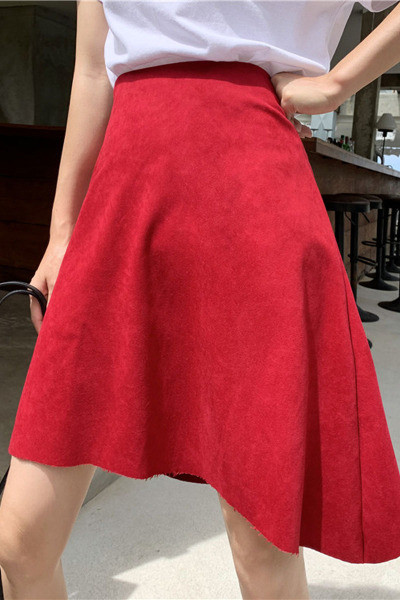 Női aktuális szoknya aszimmetrikus modell magas derékkal