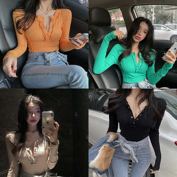 Női alkalmi blúz modell spitz nyakkivágással és gombokkal