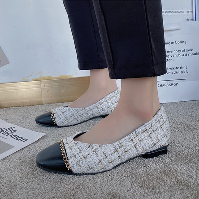 Pantofi casual dama cu lant metalic si talpa plata