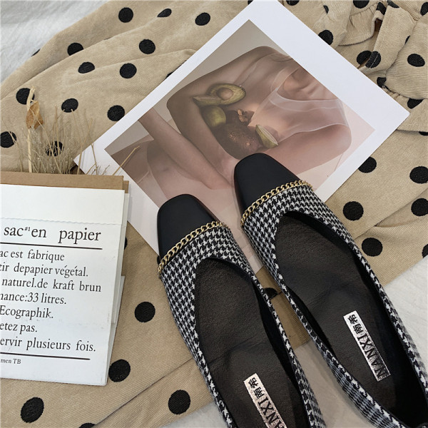 Pantofi casual dama cu lant metalic si talpa plata