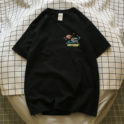 Vyriški medvilniniai marškinėliai trumpomis rankovėmis ir spalvingomis aplikacijomis