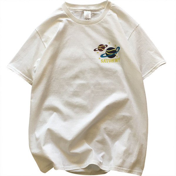 Vyriški medvilniniai marškinėliai trumpomis rankovėmis ir spalvingomis aplikacijomis