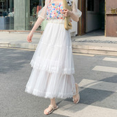 Moteriškas ilgas laisvalaikio sijonas su nėriniais