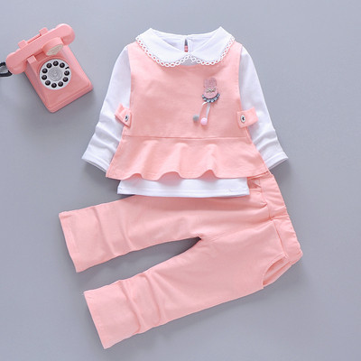Модерен детски комплект от две части -блуза и панталон за момичета 