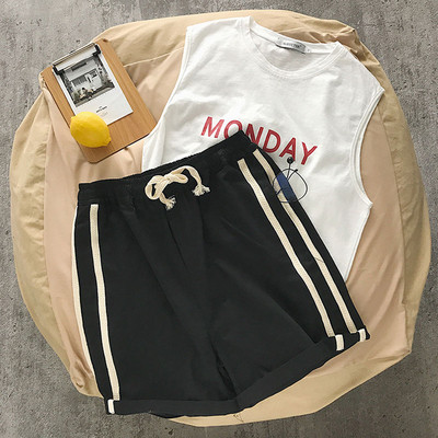 Къси мъжки спортни панталони с кант