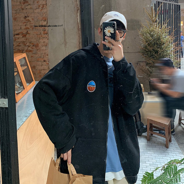 Hanorac sport cu fermoar și glugă - model larg