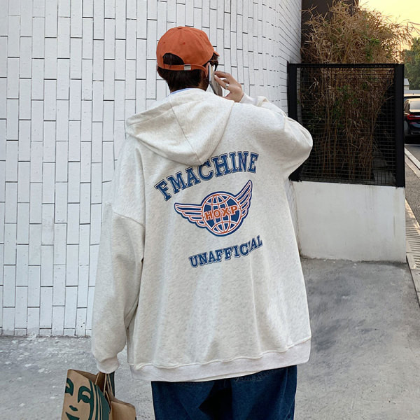 Hanorac sport cu fermoar și glugă - model larg