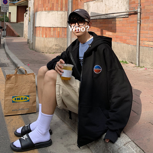 Hanorac sport cu fermoar și glugă - model larg