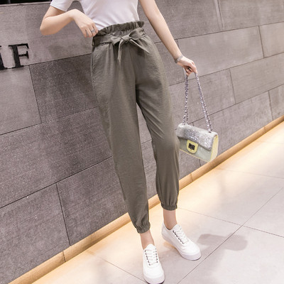 Moteriškos aktualios kelnės su aukštu juosmeniu tiesaus modelio