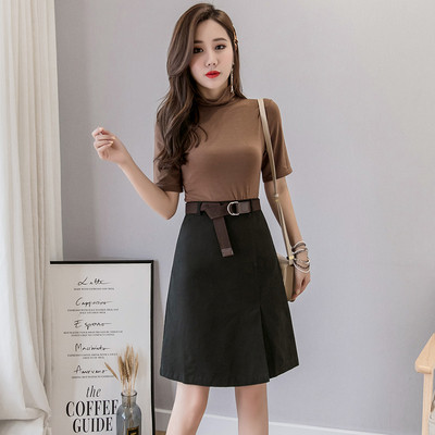 Fusta de dama model drept cu talie inalta si crapata