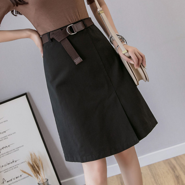 Fusta de dama model drept cu talie inalta si crapata