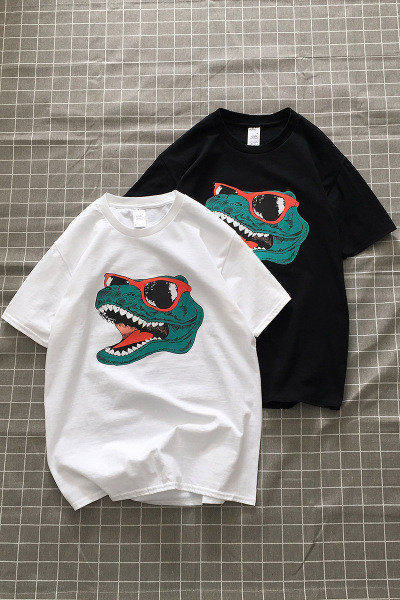 Tricou modern pentru bărbați cu aplicație de dinozaur