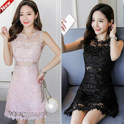 Moodne naiste lühike pitskleit seljal lukuga