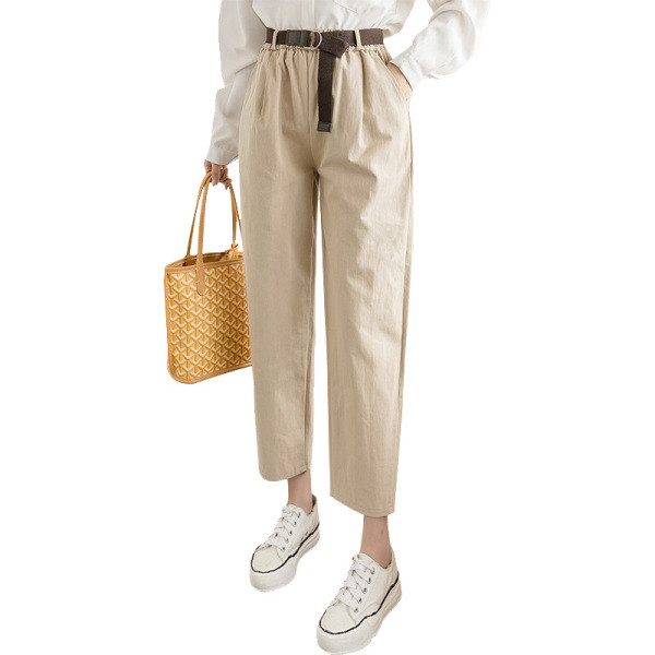 Ležerne ženske hlače s remenom i visokim strukom
