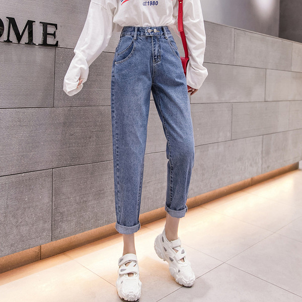 Alkalmi női farmer magas derékkal - egyenes modell