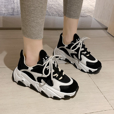 Tenisi casual dama cu talpa plate si sireturi