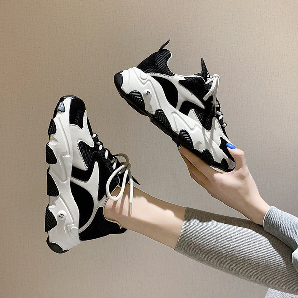 Tenisi casual dama cu talpa plate si sireturi