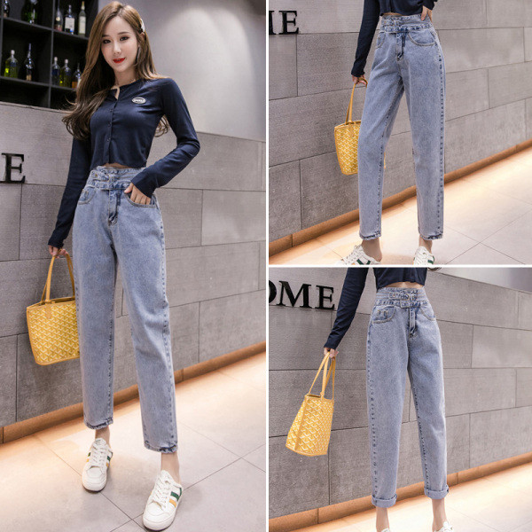 Uus kõrge vöökoha ja pikkusega 9/10 naiste teksapükste mudel