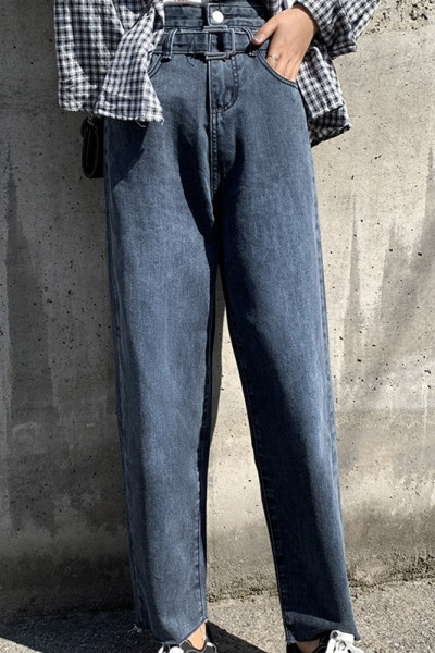 Blugi largi de dama cu curea