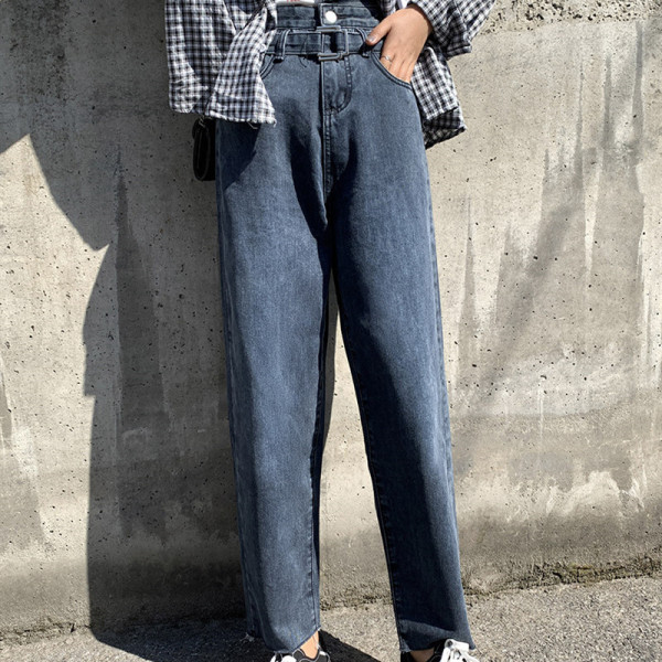 Blugi largi de dama cu curea