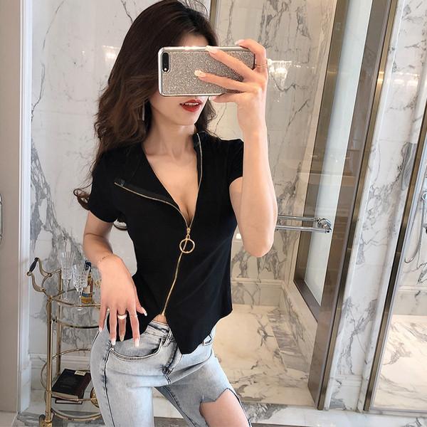 Moteriška palaidinė su užtrauktuku ir asimetrišku užsegimu