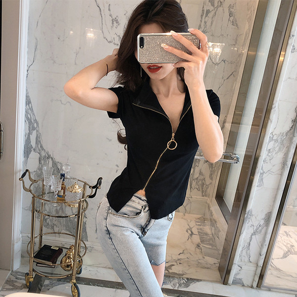 Moteriška palaidinė su užtrauktuku ir asimetrišku užsegimu