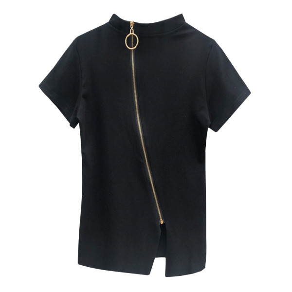 Moteriška palaidinė su užtrauktuku ir asimetrišku užsegimu