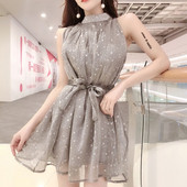 Rochie eleganta de dama cu cravate si guler jos