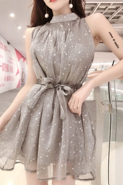 Rochie eleganta de dama cu cravate si guler jos