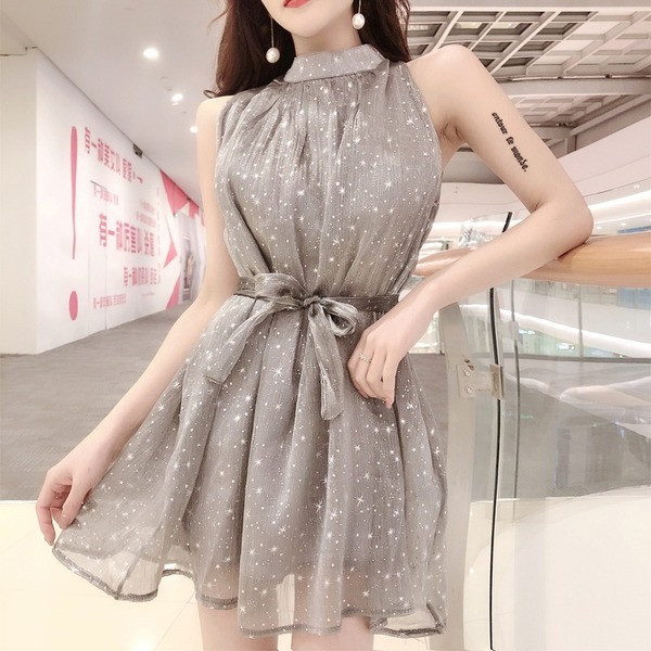 Rochie eleganta de dama cu cravate si guler jos