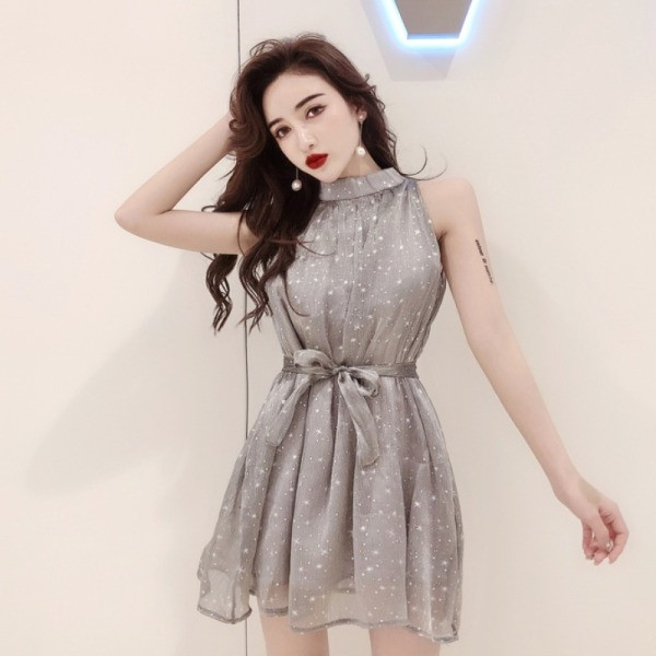 Rochie eleganta de dama cu cravate si guler jos