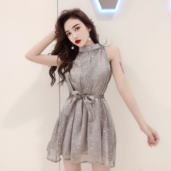 Rochie eleganta de dama cu cravate si guler jos