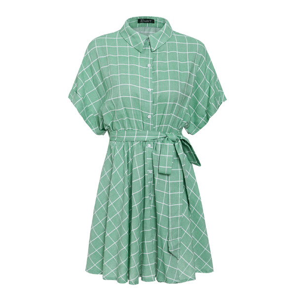 Ležerna ženska kratka haljina s klasičnom kragnom i remenom