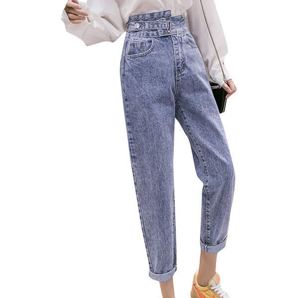 Alkalmi, zsebes női farmernadrág – magas derekú