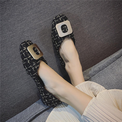 Pantofi casual dama in carouri cu element metalic