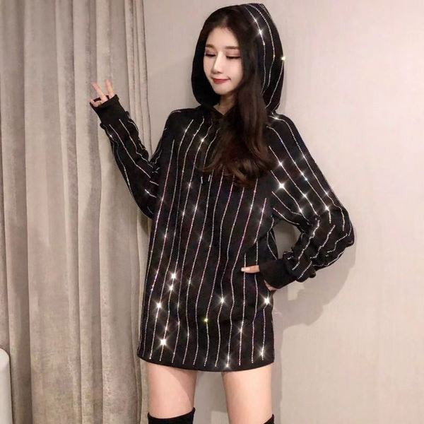 Bluză lungă de damă modernă cu pietre și glugă