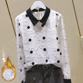 Sieviešu moderns punktveida krekls ar klasisku apkakli