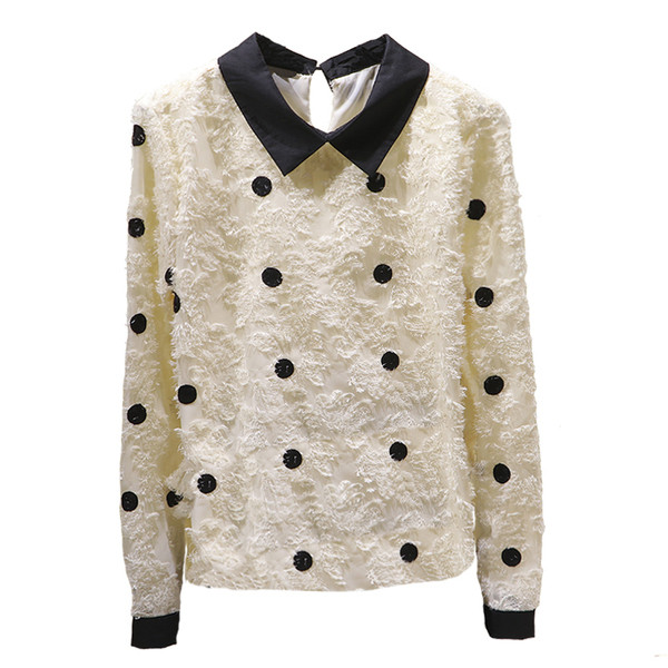 Sieviešu moderns punktveida krekls ar klasisku apkakli