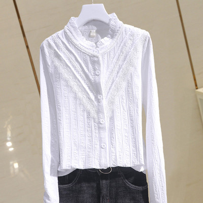 Női alkalmi ing gombokkal és kerek nyakkivágással