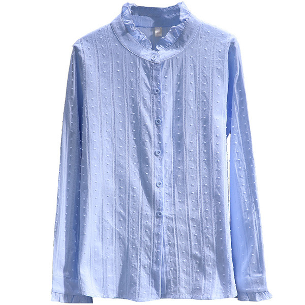 Női alkalmi ing gombokkal és kerek nyakkivágással