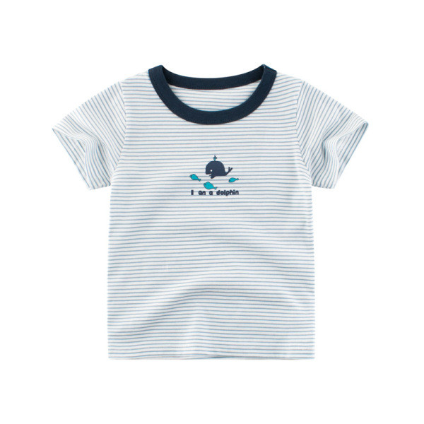 Dryžuoti vaikiški marškinėliai trumpomis rankovėmis berniukams