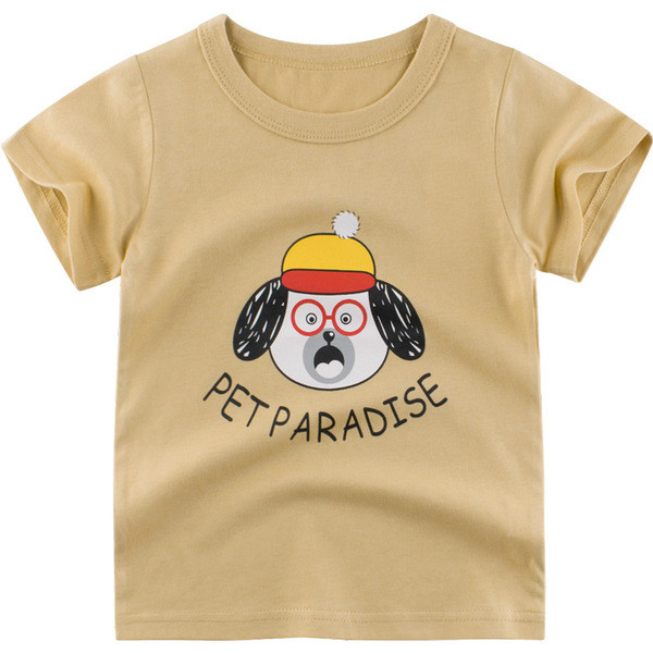 Vaikiški marškinėliai berniukams su aplikacijomis ir apvalia iškirpte