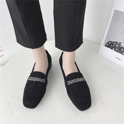 Pantofi casual dama din piele intoarsa ecologica cu pietre