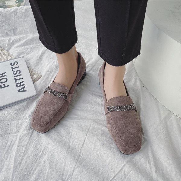 Pantofi casual dama din piele intoarsa ecologica cu pietre