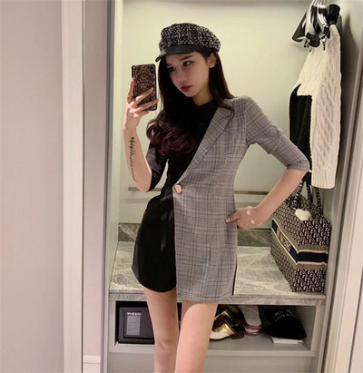 Rochie de dama bicolor cu nasture