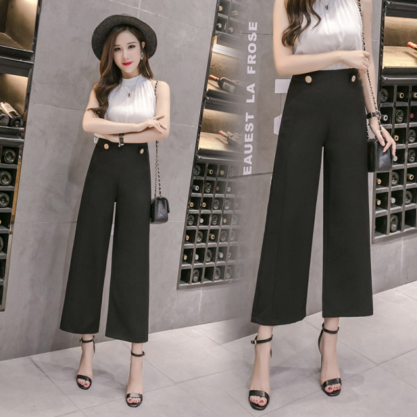 Elegantne ženske hlače s visokim strukom - široki model