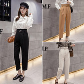 Sportiškos-elegantiškos moteriškos kelnės su diržu - aukštu liemeniu